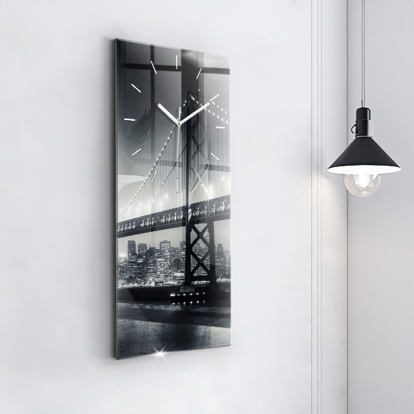 Modern vertical wall clock San Francisco Bridge at Night