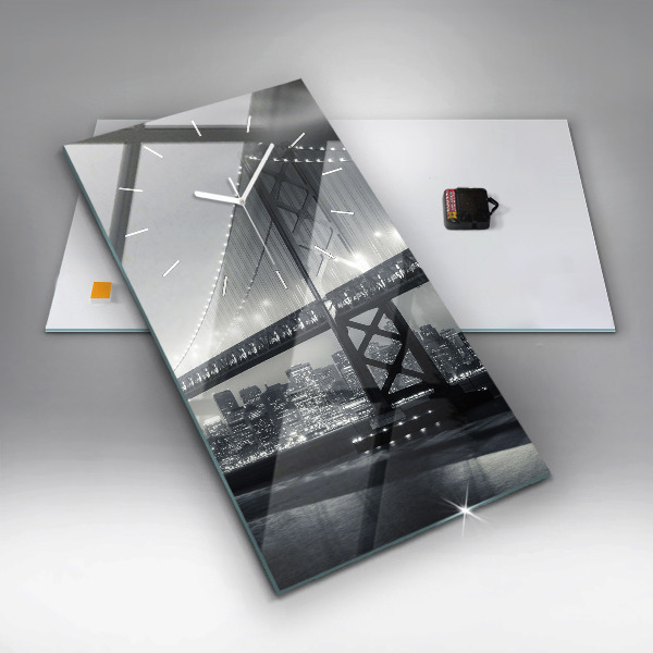 Modern vertical wall clock San Francisco Bridge at Night