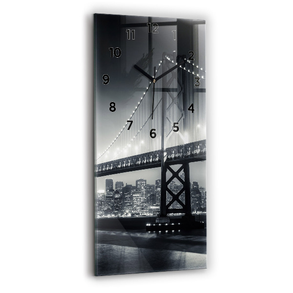 Modern vertical wall clock San Francisco Bridge at Night