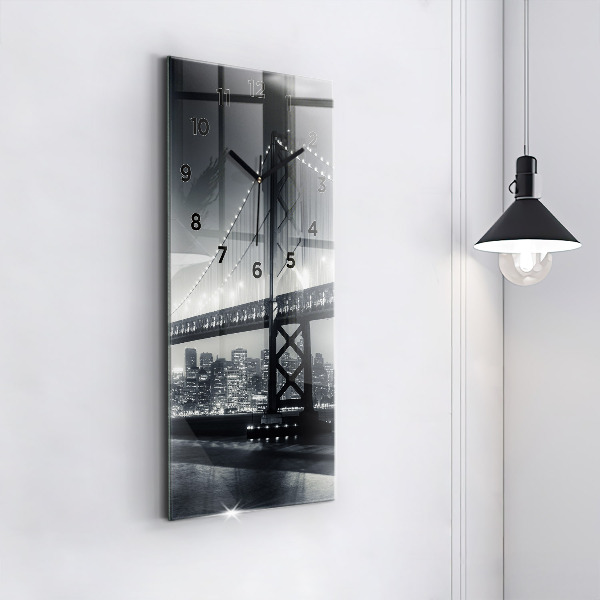 Modern vertical wall clock San Francisco Bridge at Night