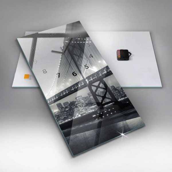 Modern vertical wall clock San Francisco Bridge at Night