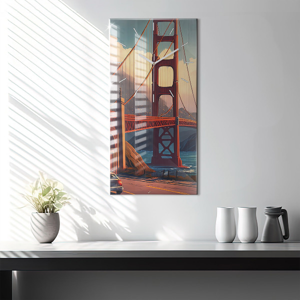 Modern vertical wall clock San Francisco Bridge