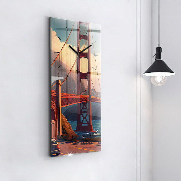 Modern vertical wall clock San Francisco Bridge