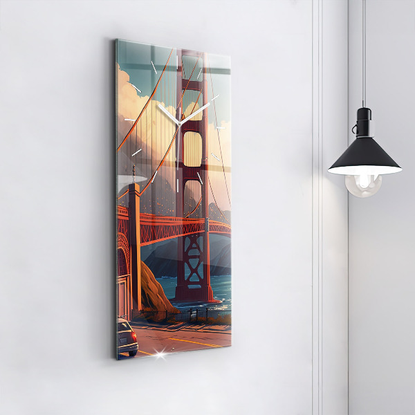 Modern vertical wall clock San Francisco Bridge