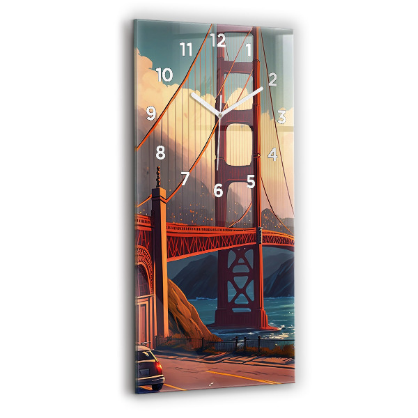 Modern vertical wall clock San Francisco Bridge