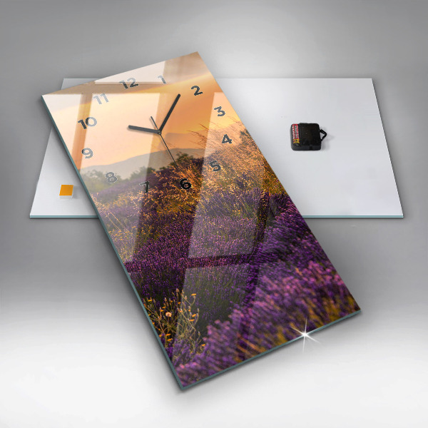 Modern vertical wall clock Lavender meadow France