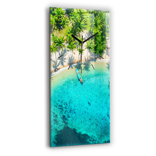 Modern vertical wall clock Tropical beach Koh Tao
