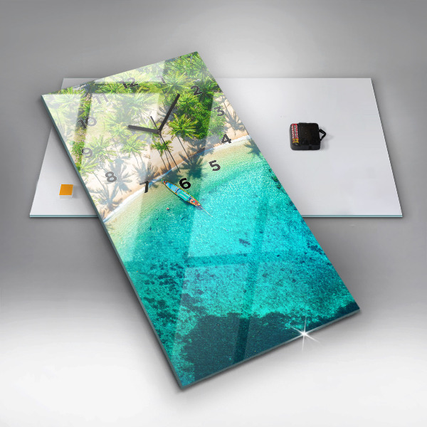 Modern vertical wall clock Tropical beach Koh Tao
