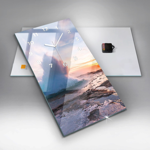 Modern vertical wall clock Geyser on the island of Iceland