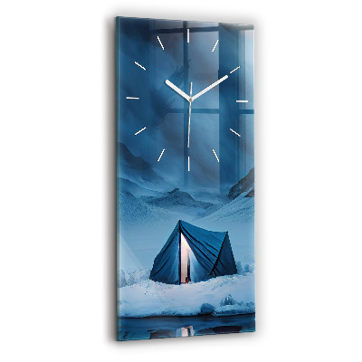 Modern vertical wall clock Tent in the mountains of Iceland
