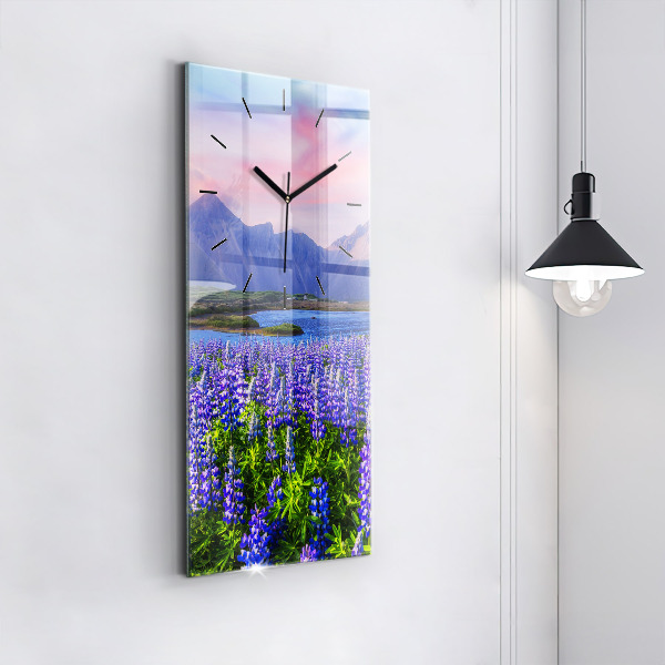 Modern vertical wall clock Mountain view Iceland