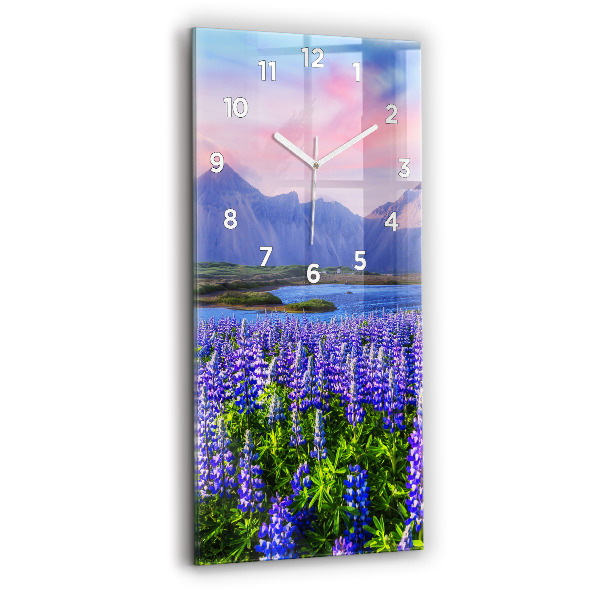 Modern vertical wall clock Mountain view Iceland