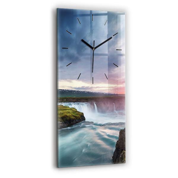 Modern vertical wall clock Landscape with a waterfall
