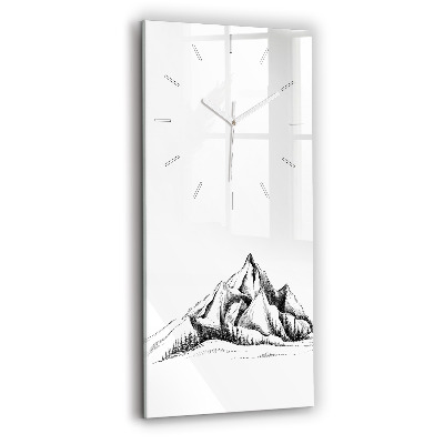 Modern vertical wall clock Drawn mountains