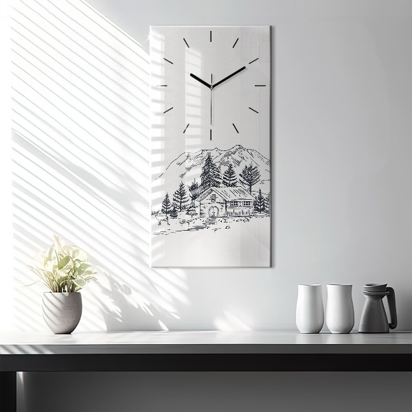 Modern vertical wall clock Cartoon town