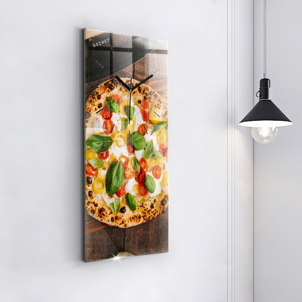 Modern vertical wall clock Italian pizza