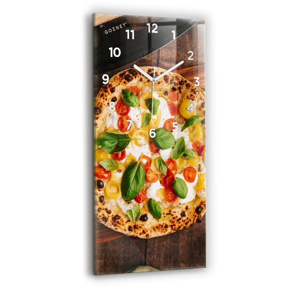 Modern vertical wall clock Italian pizza