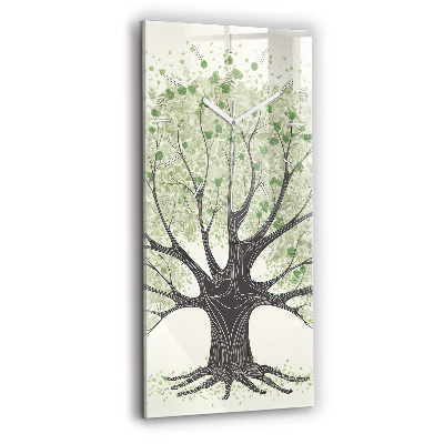 Modern vertical wall clock Big tree nature