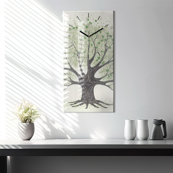 Modern vertical wall clock Big tree nature