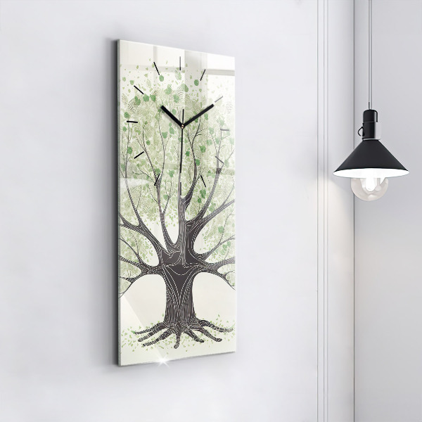 Modern vertical wall clock Big tree nature