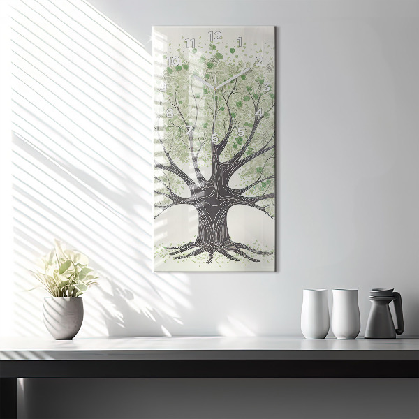 Modern vertical wall clock Big tree nature