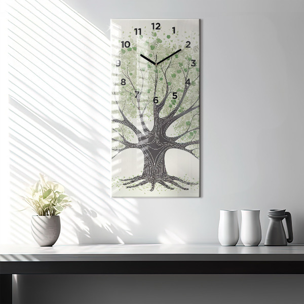 Modern vertical wall clock Big tree nature