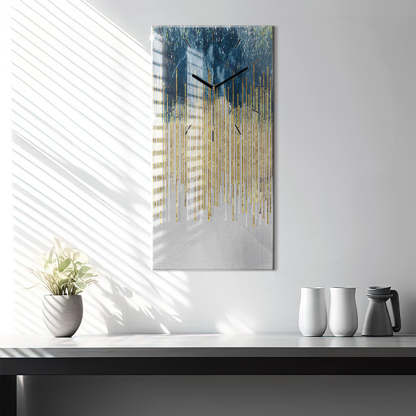 Modern vertical wall clock Decorative pattern and gold