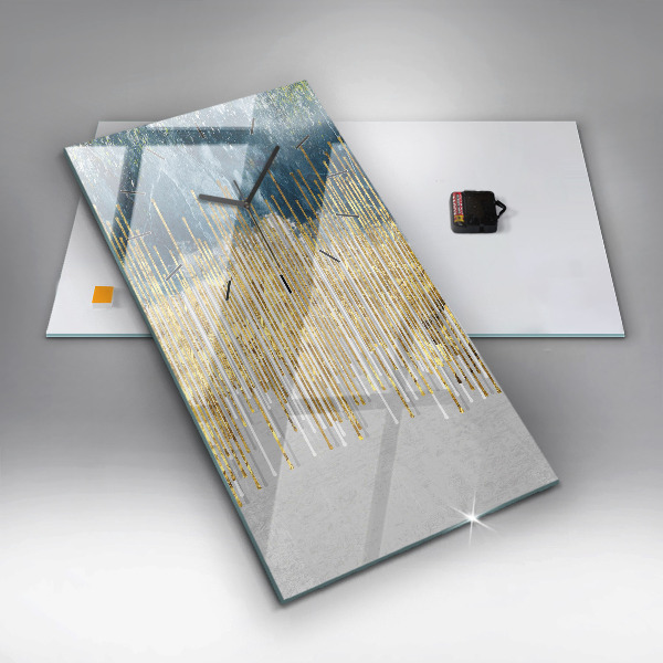 Modern vertical wall clock Decorative pattern and gold