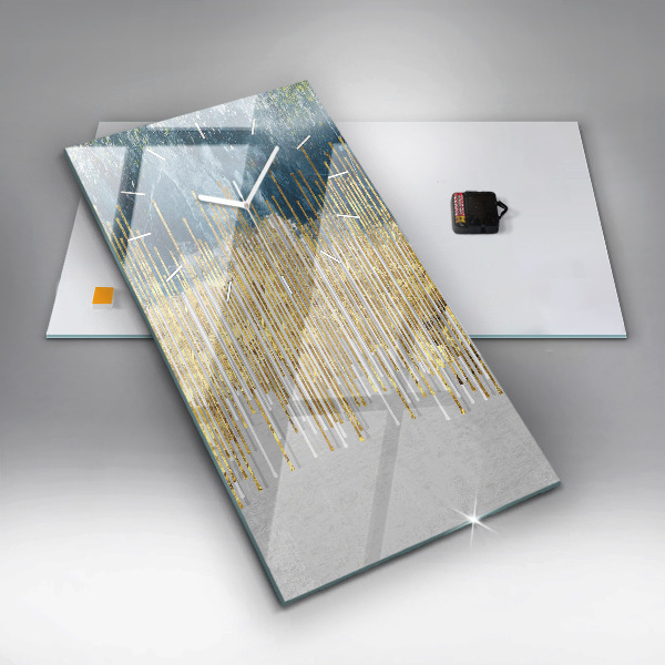 Modern vertical wall clock Decorative pattern and gold