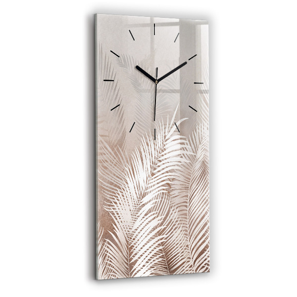 Modern vertical wall clock Tropical boho leaves