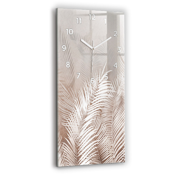 Modern vertical wall clock Tropical boho leaves