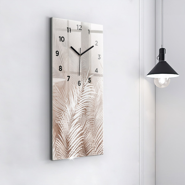 Modern vertical wall clock Tropical boho leaves