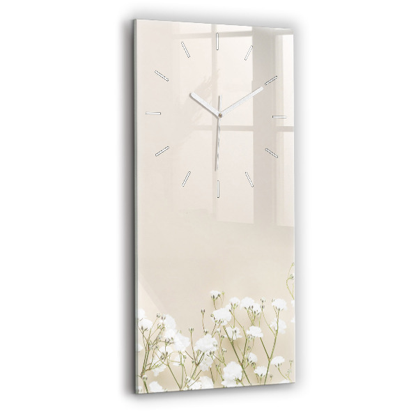 Modern vertical wall clock Blooming gypsophila flowers