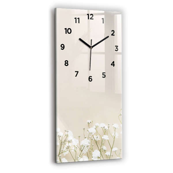 Modern vertical wall clock Blooming gypsophila flowers