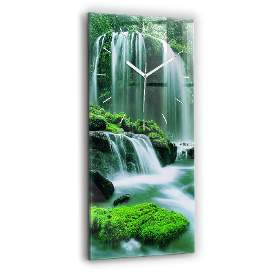 Modern vertical wall clock Waterfall among the moss