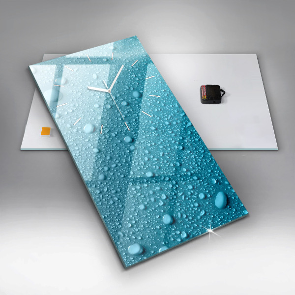 Modern vertical wall clock Water drops on glass