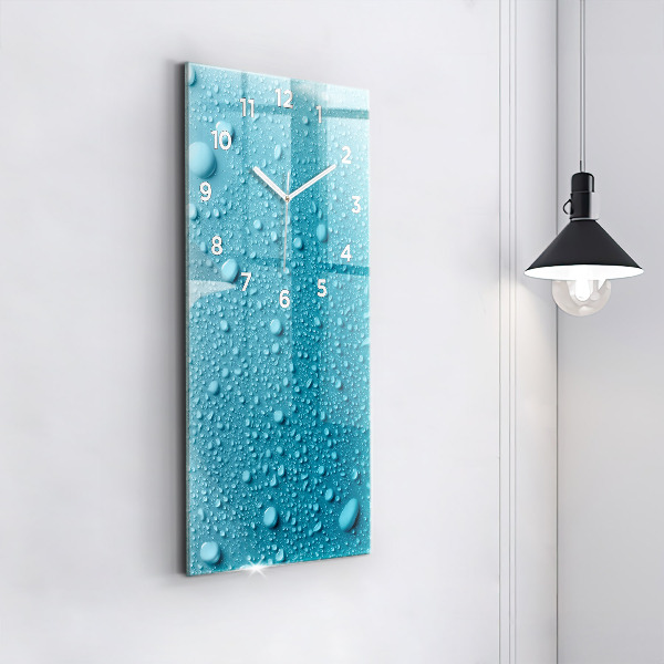 Modern vertical wall clock Water drops on glass
