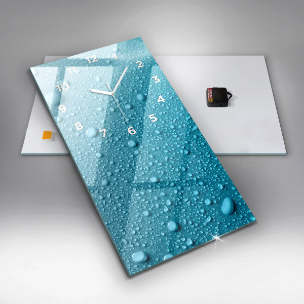 Modern vertical wall clock Water drops on glass