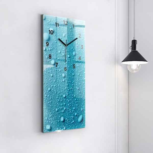 Modern vertical wall clock Water drops on glass