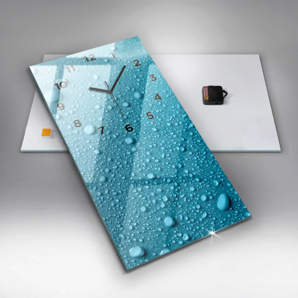 Modern vertical wall clock Water drops on glass