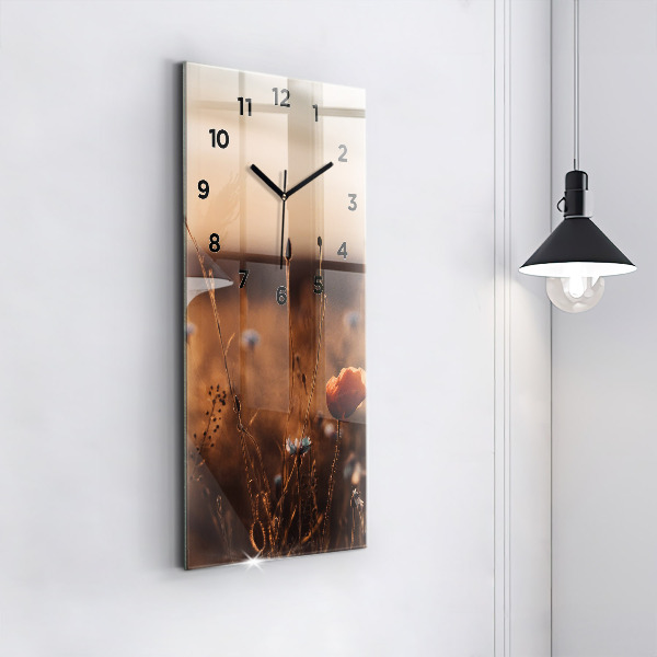 Modern vertical wall clock Field sunrise