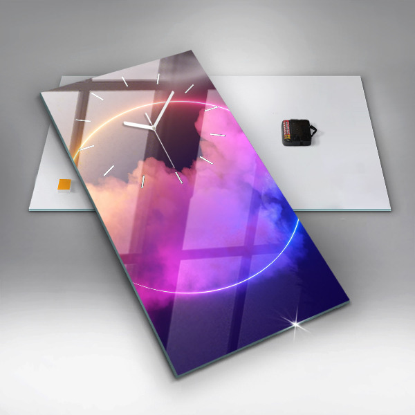 Modern vertical wall clock 3D smoke abstract