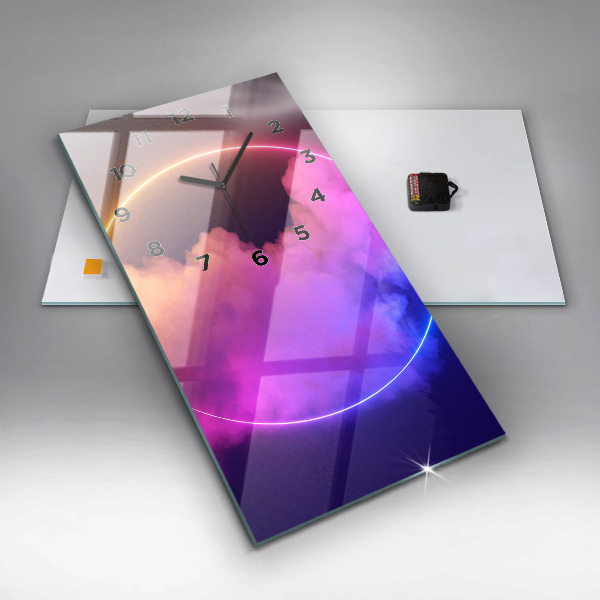 Modern vertical wall clock 3D smoke abstract