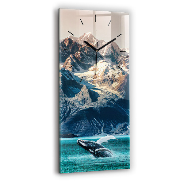 Modern vertical wall clock Whale water