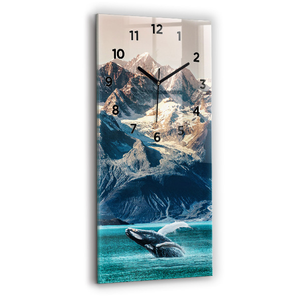 Modern vertical wall clock Whale water