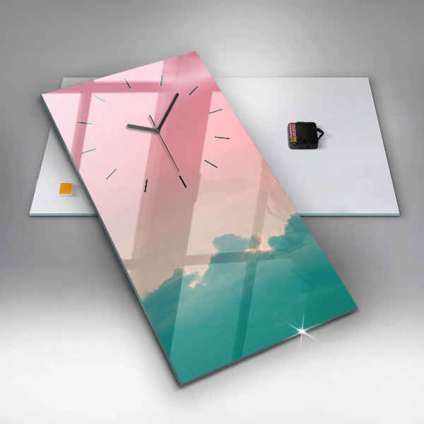 Modern vertical wall clock Sky and mountain gradient