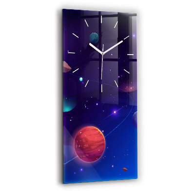 Modern vertical wall clock Planets galaxy
