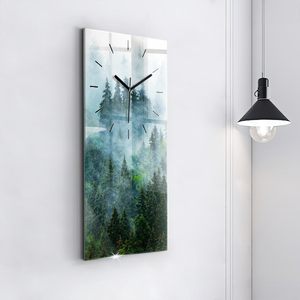 Modern vertical wall clock Misty forest
