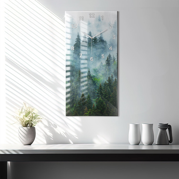 Modern vertical wall clock Misty forest
