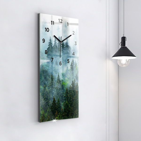 Modern vertical wall clock Misty forest